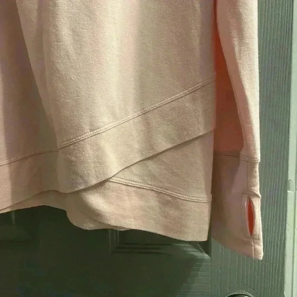 Women’s lightweight pink pullover hoodie thumb holes & a crossover at waist SM - Picture 3 of 8